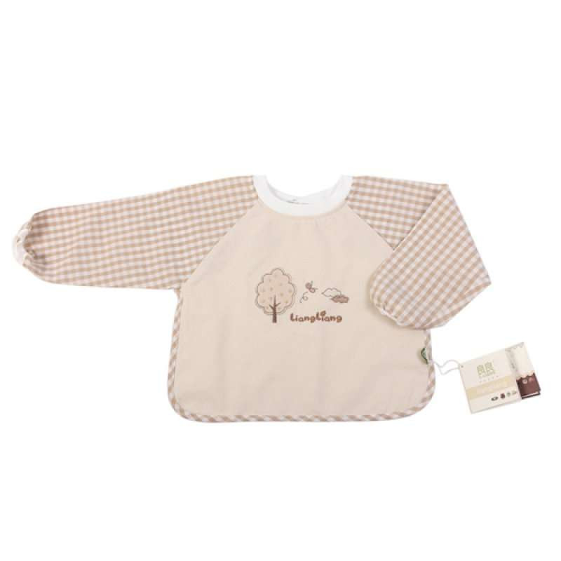 良良婴幼儿麻棉环保罩衣（大号）米咖 LLF04-2C