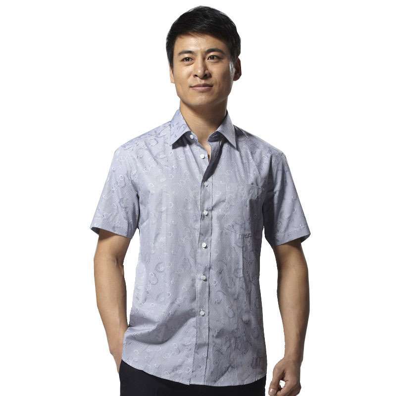 HODO红豆男装商务休闲印花短袖衬衫HDECS2080(S01灰色印花39)