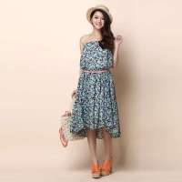 艾夫斯 女韩版甜美碎花雪纺半身长裙2122222