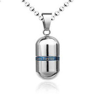 贝美芬 钛钢 LOVE药丸男士项链 男生项链 时尚