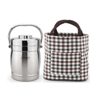 钢真空保温桶1.5L赠提袋 多层保温饭盒餐盒便