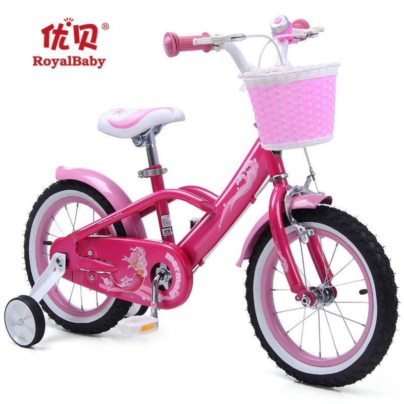 宝宝生日礼物 优贝童车自行车14寸 美人鱼 儿童自行车女90-120cm