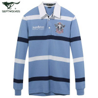 七匹狼长袖T恤 纯棉男士t 秋装新款 条纹 正品男