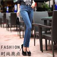 梦起 韩版女装2014新款女牛仔裤长裤时尚显瘦