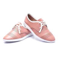金台佳人镂空牛皮单鞋英伦风系带平底鞋女单鞋