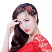 水舞新娘 雅致粉色韩式新娘头饰 水钻发饰盘发