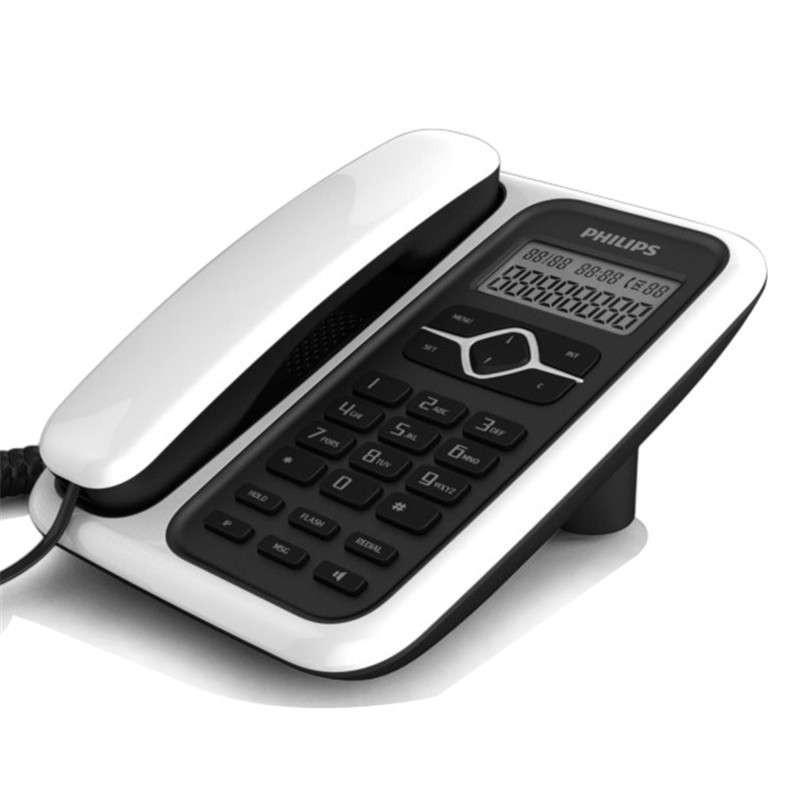 飞利浦(Philips) CORD020 来电显示电话机 免电池/家用有绳座机/商务办公电话机 (白色）