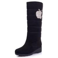 4新款韩版磨砂皮苹果水钻保暖长筒靴内增高套