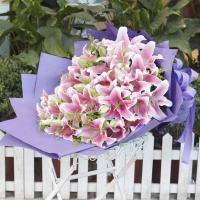 花袭人 鲜花速递全国 66朵粉色香水百合送朋友