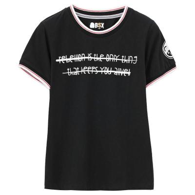 bsx女 that"s me字母头像印花短袖t恤04395008001 05黑色 小码