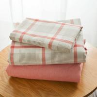 欧派路易 大格子 水洗棉 全棉 四件套 文艺小清