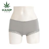 hanp汉麻世家女士内裤棉麻中腰三角裤纯色透