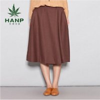 汉麻世家春款女裙复古羊毛呢半身长裙女过膝裙
