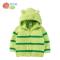 贝贝怡春秋婴儿外套男女宝宝外套长袖前开带帽上衣151S053 浅绿+深绿条 110cm