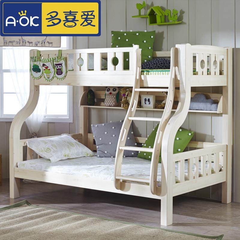 多喜爱儿童家具 儿童实木上下床 双层床 高低床子母床 芬兰松木床 1.35*2.0米