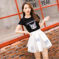 2015新款夏装短袖t恤上衣印花+蓬蓬裙短裙两