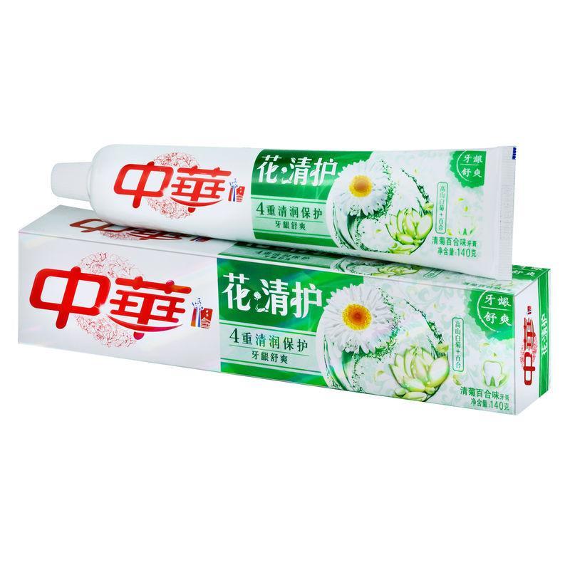 中华花清护牙膏清菊百合味牙膏140g