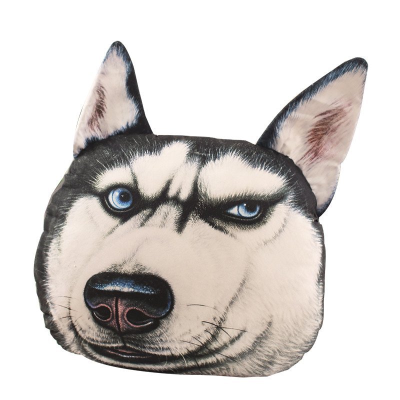 哈士奇3d狗头抱枕 秋田犬神烦doge狗生日礼物女生 哈士奇蓝眼睛大号宽