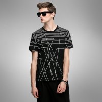 Lilbetter短袖T恤男 条纹印花青少年圆领体恤衫