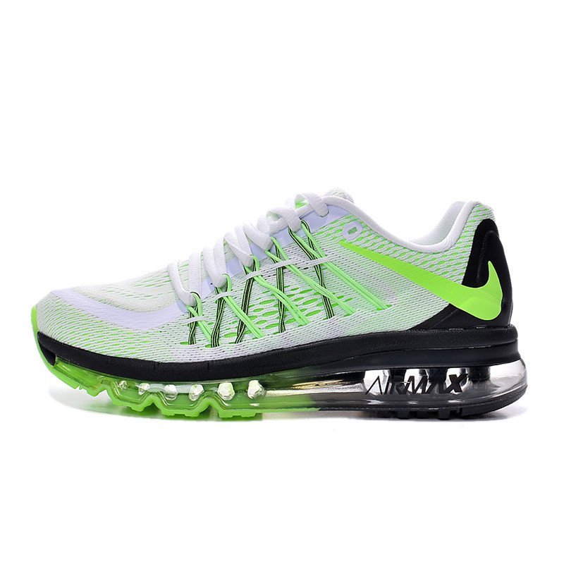 NIKE Air Max耐克2015全掌气垫新品气垫网面男女鞋跑步鞋运动鞋698903 白黑草绿 43码