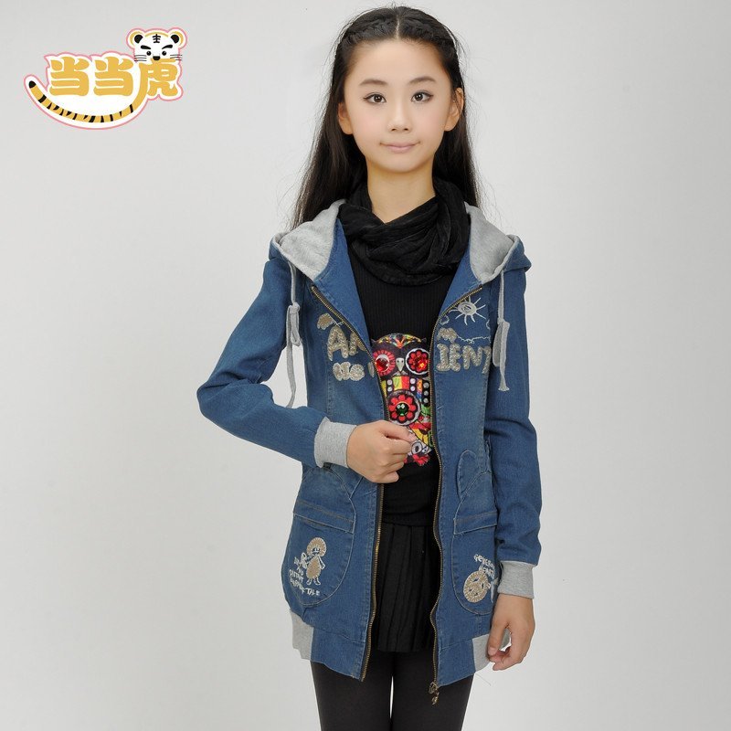 【当当虎系列】<em>大女童</em>中长款<em>牛仔外套</em> 秋款童