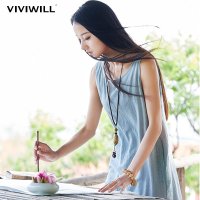 VIVIWILL 2015秋装新品复古文艺森女连衣裙宽