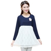 2015秋装新款时尚韩版孕妇裙蕾丝拼接长袖连