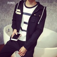 月伊纺秋季新款休闲<em>连帽</em>男士夹克衫韩版<em>修身工</em>