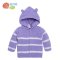 贝贝怡春秋婴儿外套男女宝宝外套长袖前开带帽上衣151S053 73cm 浅紫+白条