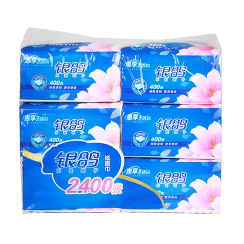 【苏宁超市】银鸽 惠享抽纸2层200抽6连包 抽取式面纸