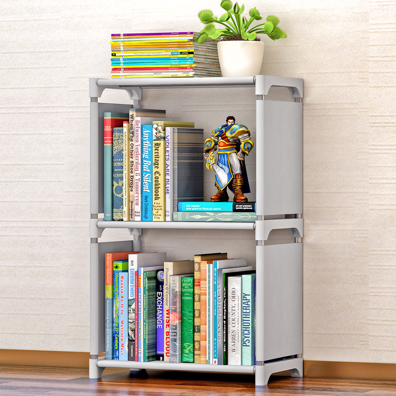 索尔诺简易书架 书柜置物架 创意组合层架子 落地书橱sjsx103 灰色