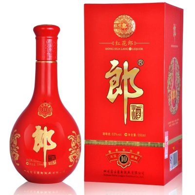 郎酒 红花郎十年陈酿 10年 整箱装 酱香型白酒 53度 500ml*6