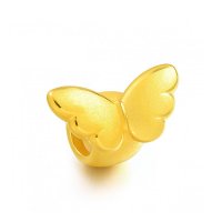 永坤黄金 3D硬金天使翅膀转运珠 纯金路路通手