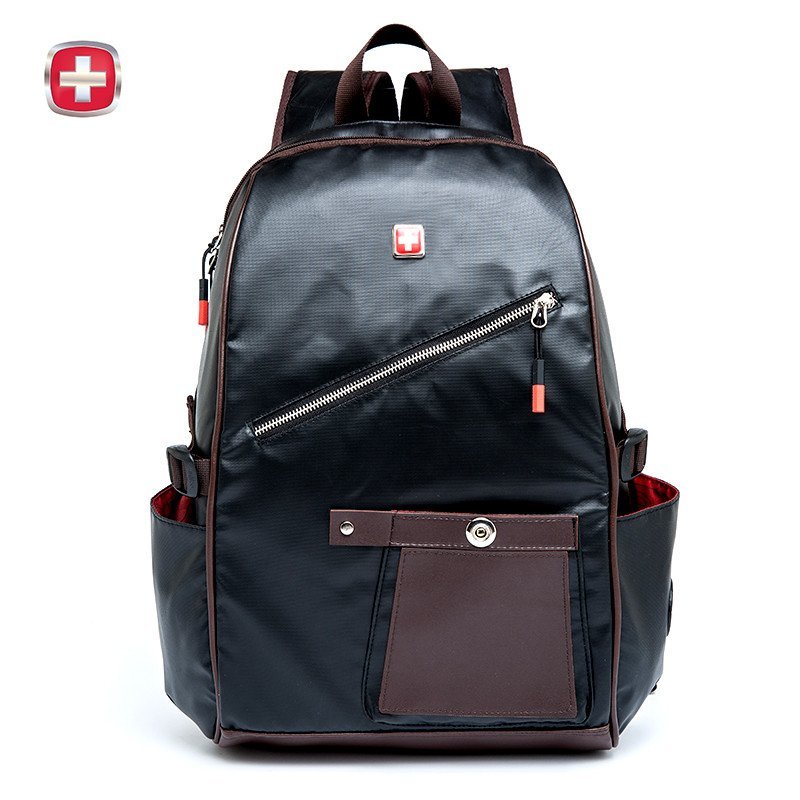瑞士军刀双肩包 时尚个性韩版背包SA9808时尚休闲男女韩版背包 15寸电脑包书包 旅行包 黑色