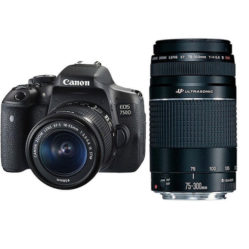 佳能(Canon) EOS 750D（18-55mm+75-300mmIII）数码单反相机 双镜头套装 约2420万像素
