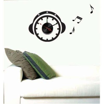 DIY快乐音乐贴墙艺术亚克力扫秒挂钟 耳机装饰