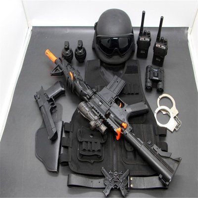儿童电动玩具枪套装cos小军人MP5男孩特警仿
