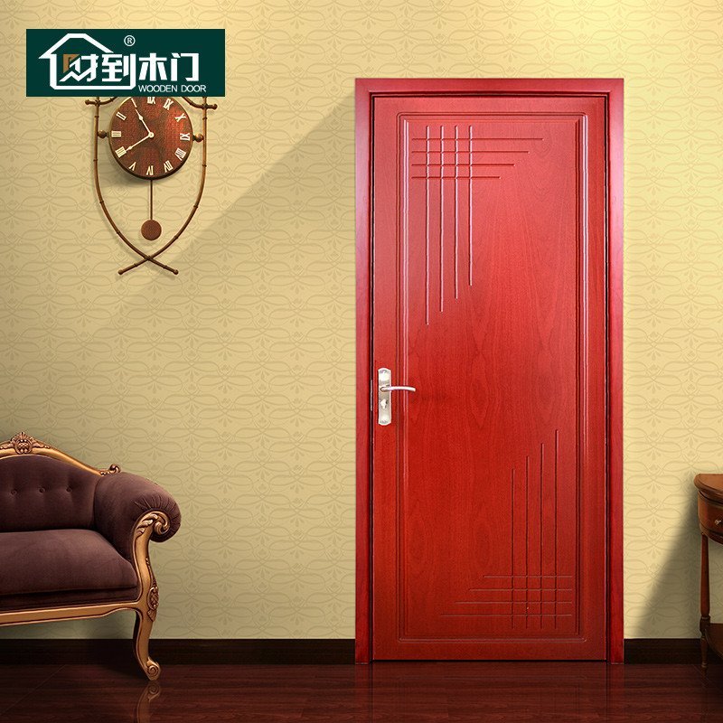 实木复合烤漆木门 定制门标准门 套装室内卧室门 皮亚诺 拉丝柚木色