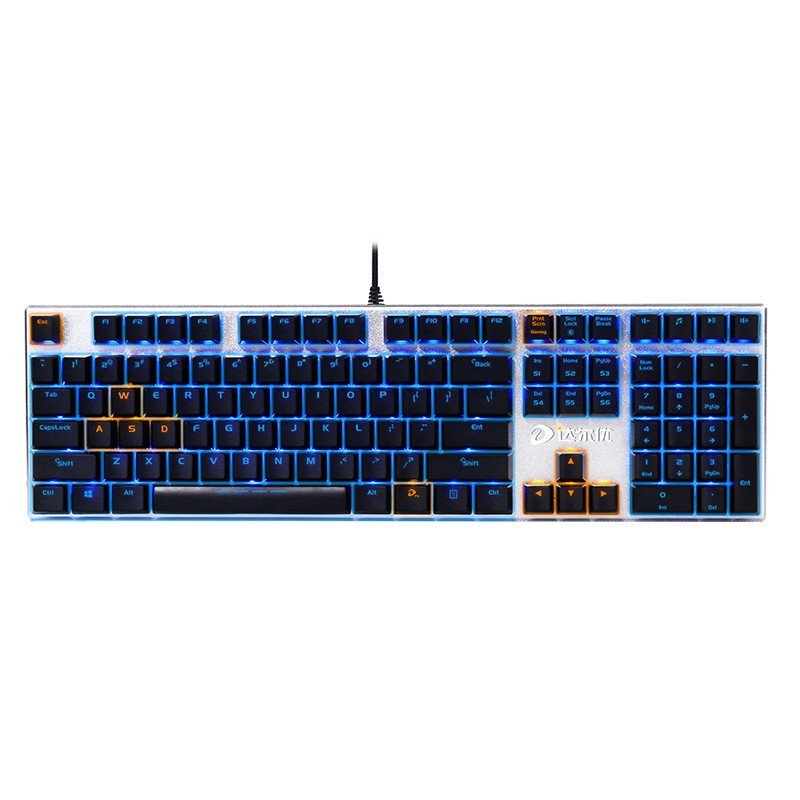 达尔优（dare-u）108机械合金版 背光版黑银色黑轴有线 游戏键盘