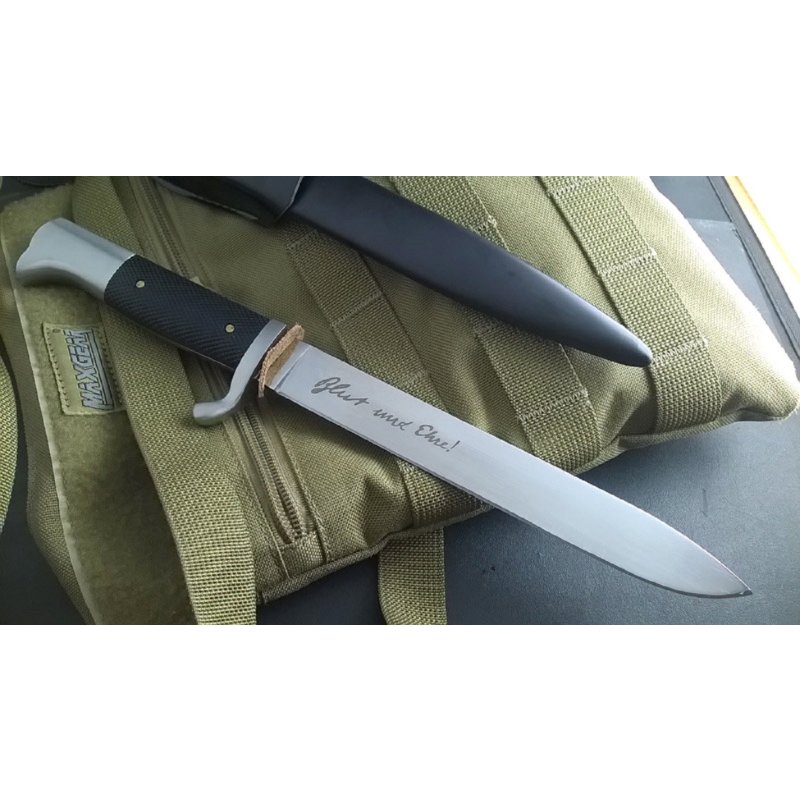 希特勒青年团配刀(座右铭) 户外野营丛林刀 多用途探险求生工具刀直刀
