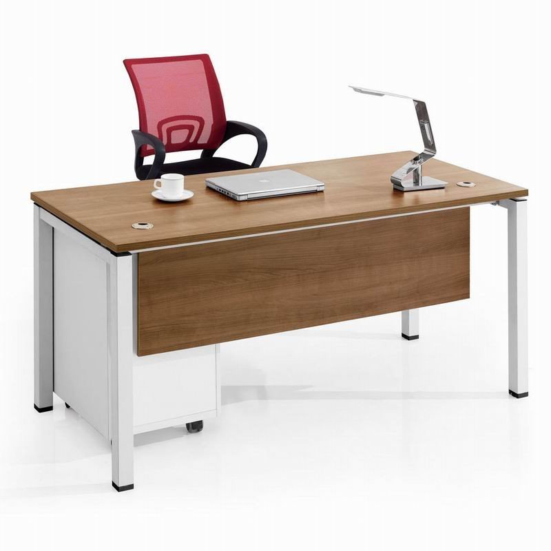 优发办公家具 简约现代钢木办公桌 钢架板式主管台 带桌下挡板 员工