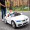 宝马M6儿童电动车 四轮遥控汽车 摇摆可坐人 小孩宝宝玩具车 双驱动 白+2.4G遥控+摇摆+推杆+发光轮
