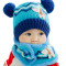 贝迪牛+秋冬宝宝套头帽保暖帽婴儿毛线帽围巾套装 0-12个月左右 黄色Look双球帽+围脖