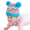 贝迪牛+秋冬宝宝套头帽保暖帽婴儿毛线帽围巾套装 0-12个月左右 红色Look双球帽+围脖