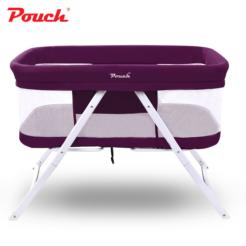 pouch婴儿床欧式多功能宝宝可折叠环保摇篮床 H19 100*57 透视款紫色