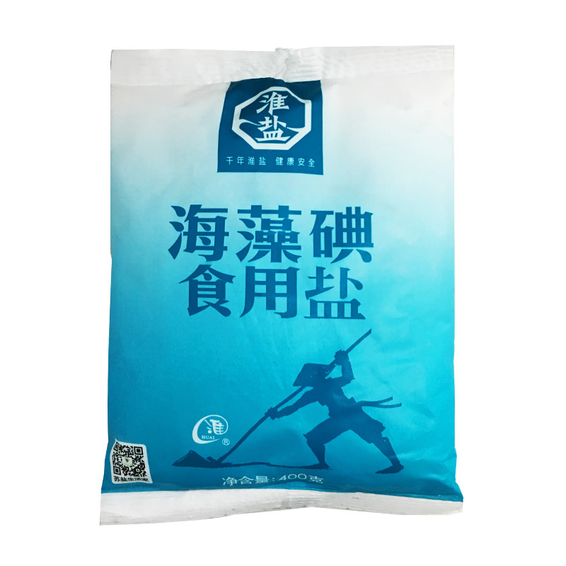 淮牌海藻碘食用盐400g一袋 淮盐食盐调料调味品加碘盐精制盐苏盐袋装