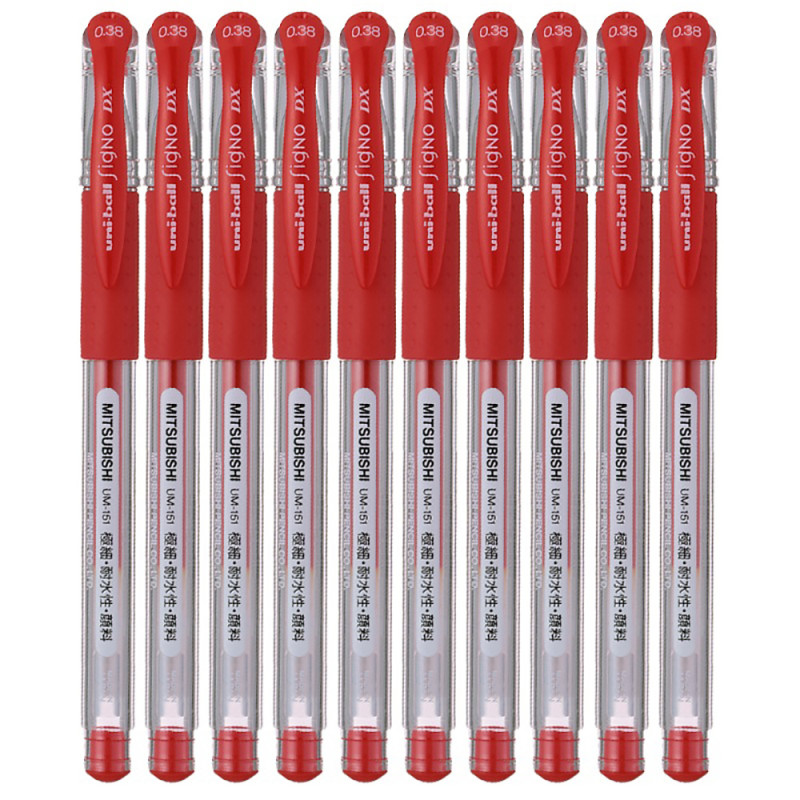 三菱( uni)UM-151中性笔10支装0.38mm签字笔 红色