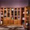 龙森家具 实木家具乌金木书柜 实木书柜带玻璃门书柜书架组合 三门书柜