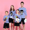 2018夏季新款亲子装 韩版可爱卡通印花短袖T恤一家四口家庭装LD10486 水粉色 童款140（适合身高135-145cm)