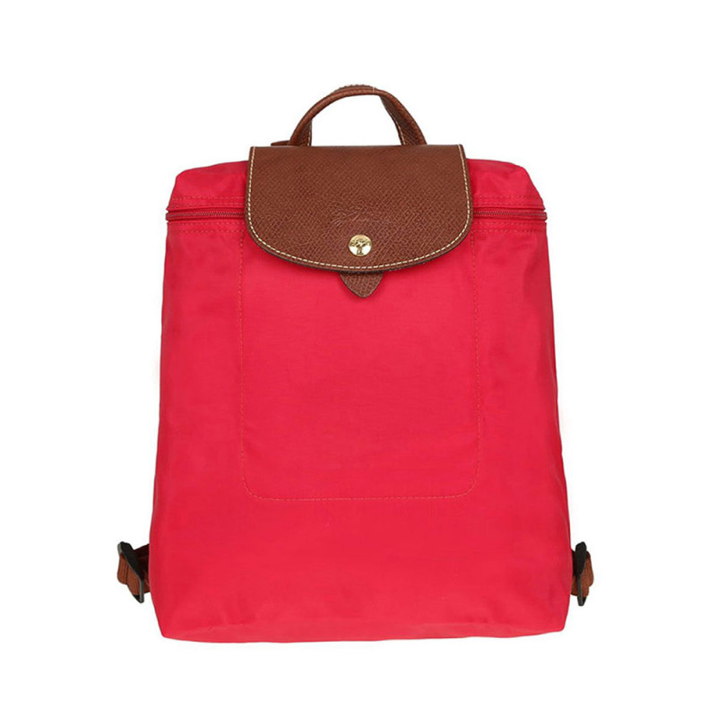 Longchamp/珑骧 尼龙折叠 双肩包 女包 水桶包 1699089 茜红色